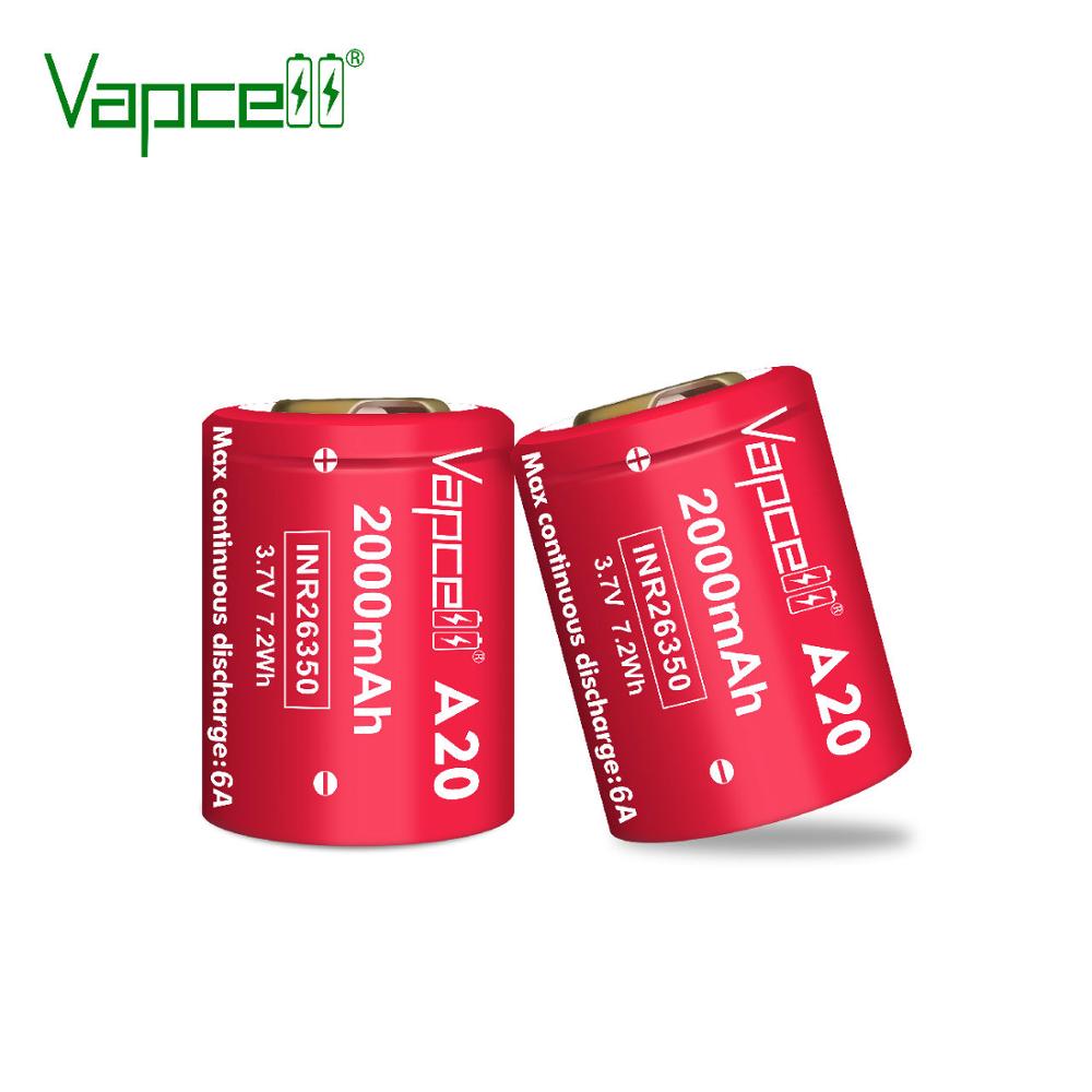 4pcs original Vapcell 26350 battery 2000mah 6A A20 rechargeable battery for Flashlights power tools 3.7V li-ion battery