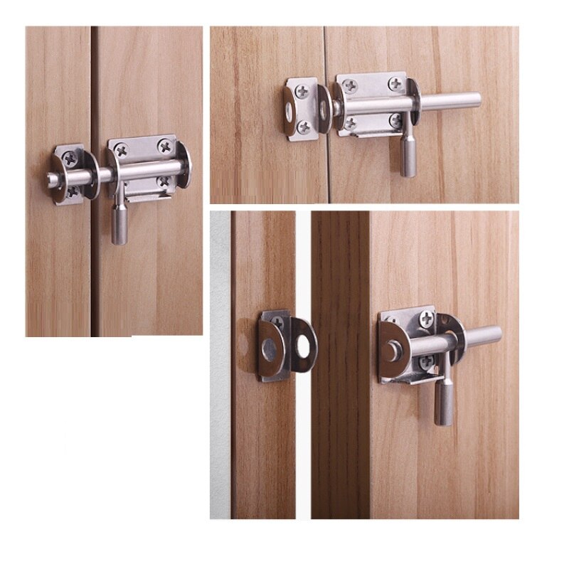 5pcs/lot Silver Stainless Steel Door Latch Sliding Lock Barrel Bolt Latch Hasp Staple Gate Safety Lock