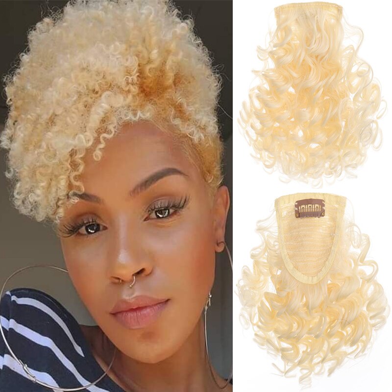 XUANGAUNG-extensiones de cabello postizas para mujer, Clip rizado, peluca con flequillo, flequillo de pelo Natural, piezas de cabello sintético: 102
