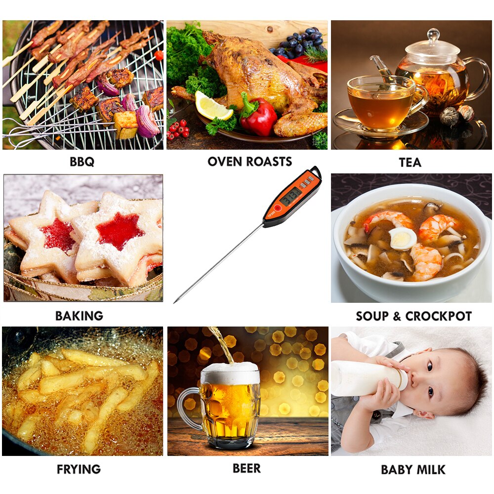 TP300 Food Digital Thermometer For Kitchen BBQ Probe Meat Water Milk Household Cooking Electronic Oven Thermometer Gauge Tools