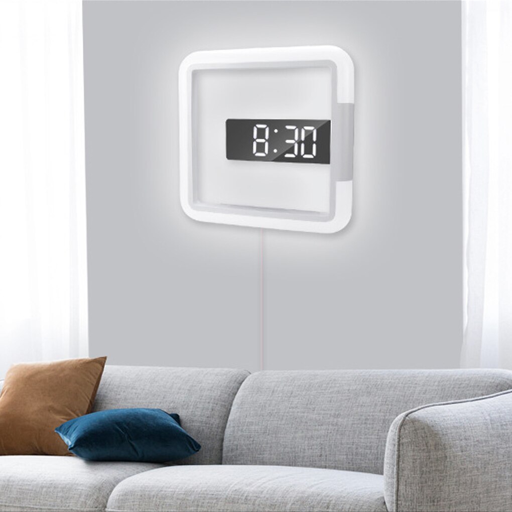 Digital Alarm Clock Self-adhesive Hollow Monitor Night-lights Thermometer Projection Clocks Home Decor for Bedroom Living Room