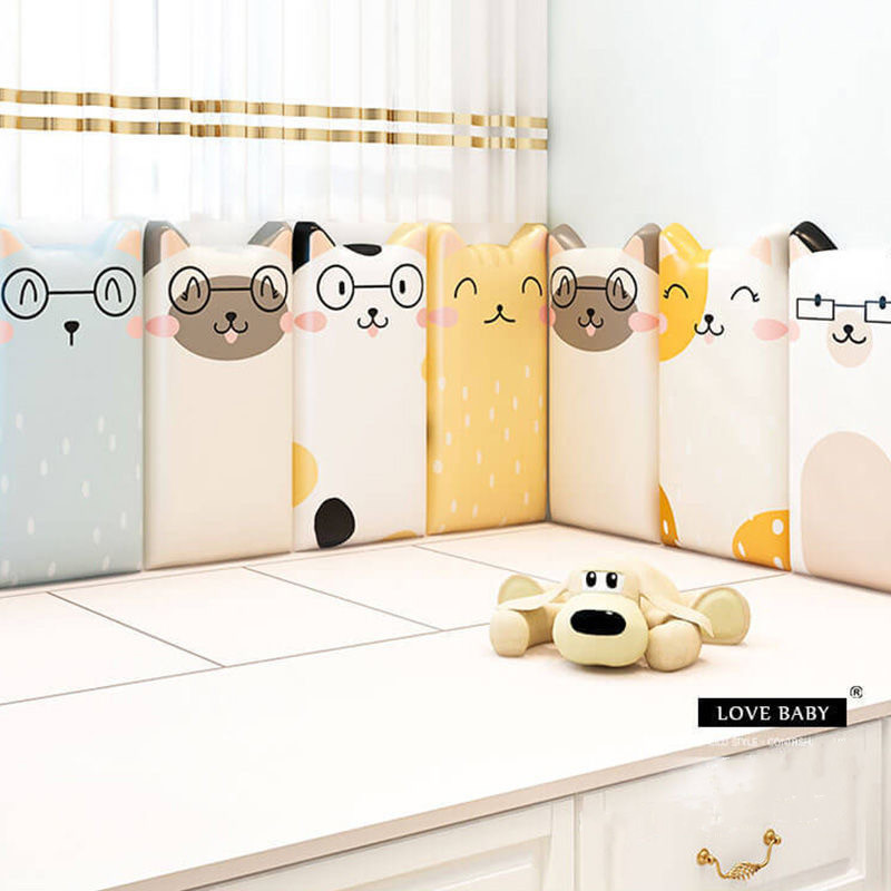 Cat Self-Adhesive Bed Headboards Anti-Collision Tatami Kids Bedroom Decor Stickers Tete De Lit Cabecero Decoration Aesthetic