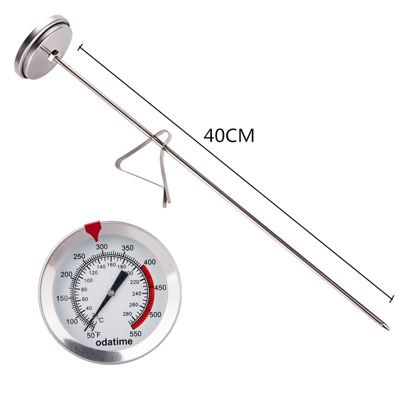 Odatime 40/50 CM Rvs Thermometer Voor Vlees Water BBQ Grill Oven Keuken Thermometer Maaltijden Snelle Koorts temperatuurmeter: Black