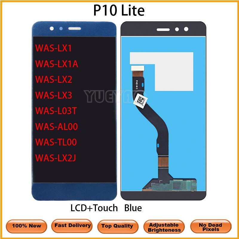 Pantalla LCD de 5,2 pulgadas con marco para Huawei P10 Lite, pantalla Lcd, digitalizador táctil, conjunto de pantalla LCD y Marco: LCD NoFrame Blue