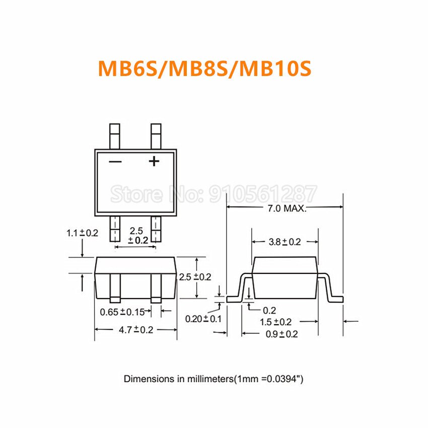 SMD Rectifier bridge MB6S MB8S MB10S MB2S MB210S MB220S MB2F MB6F MB8F MB10F MBS MBF 0.5A 0.8A 1A 2A 200V 600V 800V 1000V