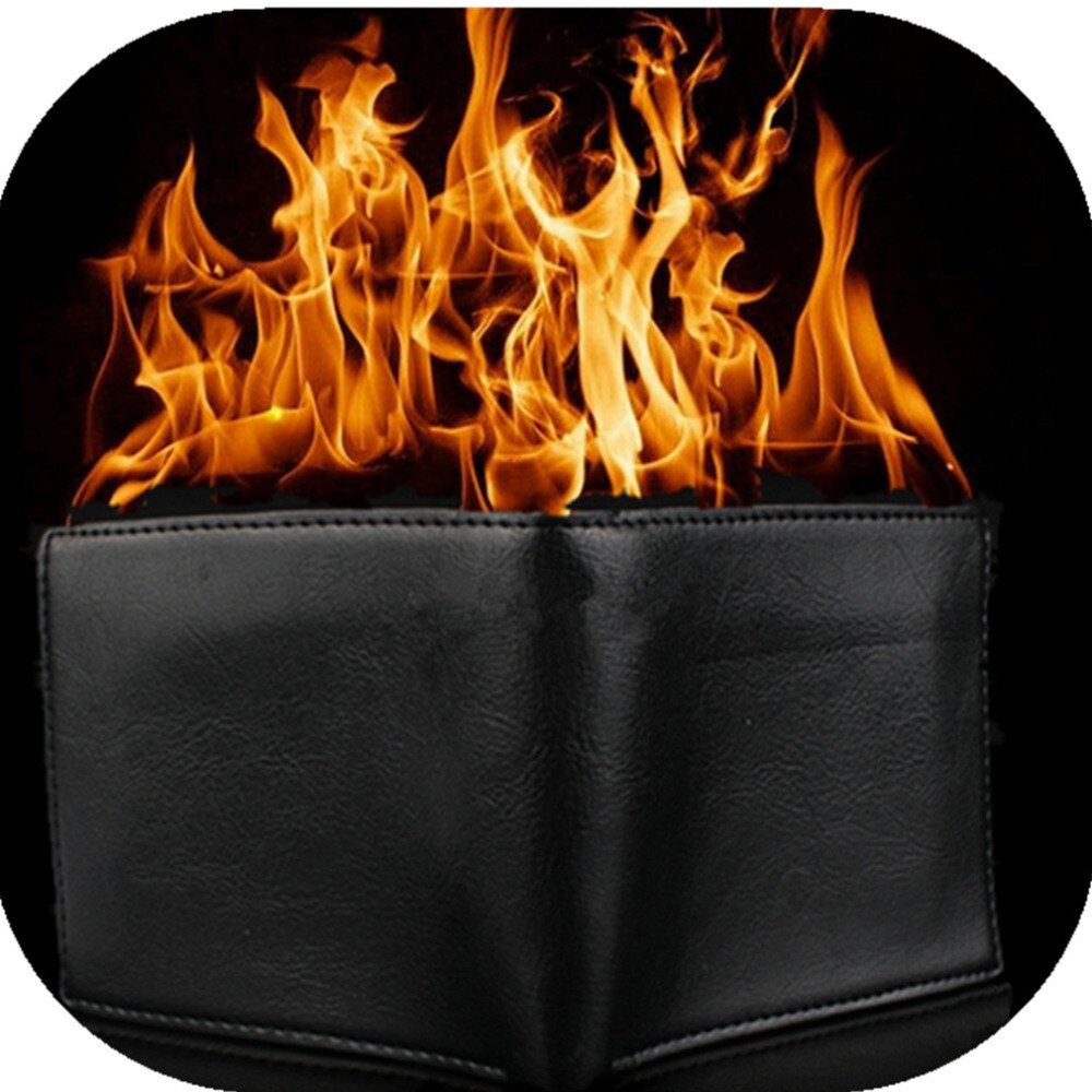 Heißer Neuheit Magie Trick Schwarz Feuer Brieftasche knifflig unheimlich Lustige Zauberer Trick Brieftasche Bühne Straße Zeigen Bifold Brieftasche Magie Requisiten