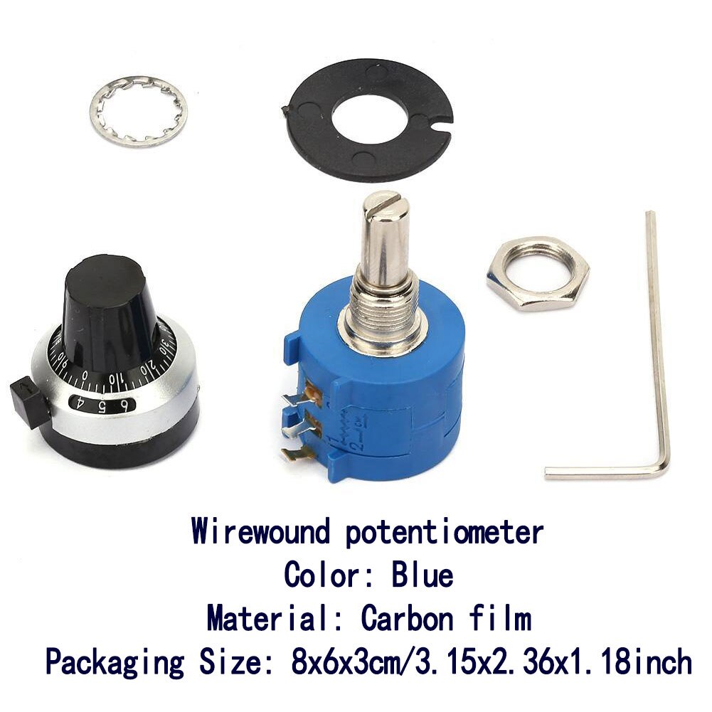 Wirewound Potentiometer Rotary Multi Turn 100ohm 2W Precision Potentiometer 3590S-2-101L with Resistor Counting Dial Knob