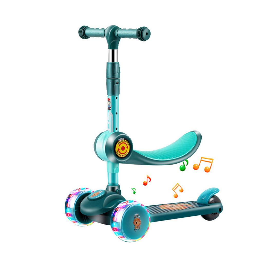 Kids 3 Wiel Kick Scooter 2 In 1 Vouwen Kinderen Scooter Drie Wiel Knippert Skateboard Swing Scooter Scooter: Green