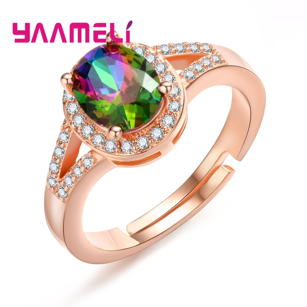 8 disegni in argento Sterling 925 apertura regolare anello per fedi nuziali per uomo donna chiaro/arcobaleno mistico zircone cubico accessori per feste: Black