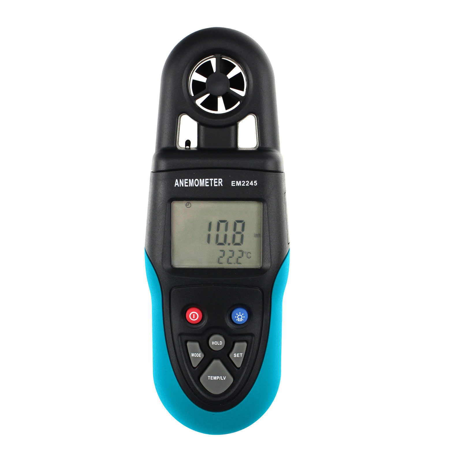 Anemómetro Digital de mano, medidor de velocidad del flujo de aire, medidor de temperatura del viento, EM2245