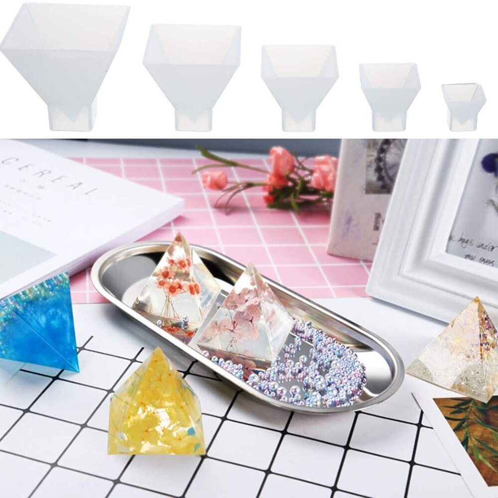 1Pcs 5 Maten Piramide Sieraden Casting Mallen Siliconen Hars Voor Diy Sieraden Craft Maken Polymeer Klei Hars Casting