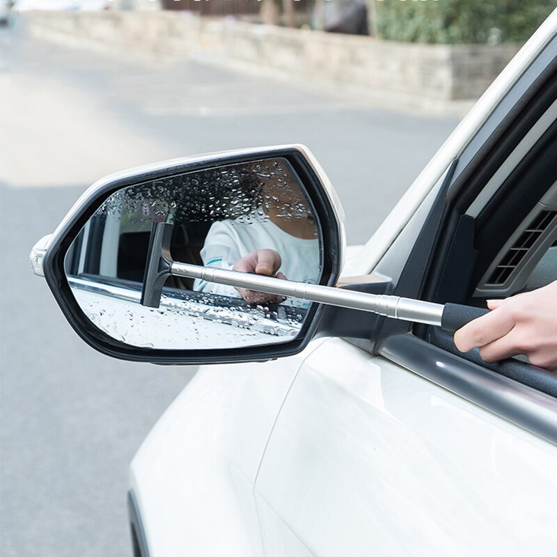 Spiegel Borstel Auto Side Ruitenwisser Uitschuifbare Achteruitkijkspiegel Ruitenwisser Glas Removal Brush Clean Tool Conditioning Zuigmond Mist Cleaner