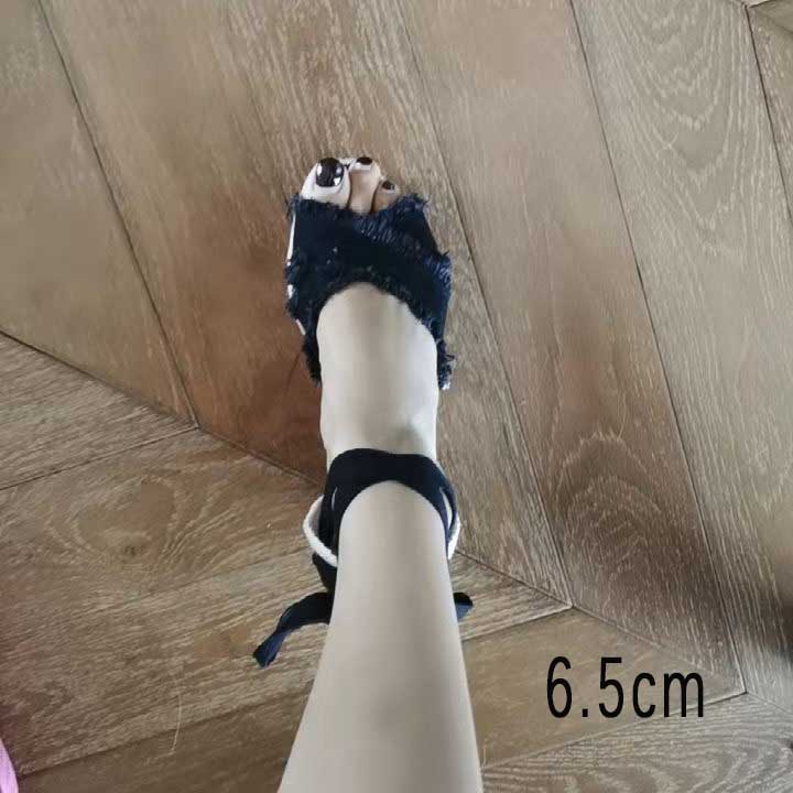 Zomer dames mode sleehak open teen sandalen hoge hak espadrille sandalen rok schoenen sleehak sleehakken: Donkergrijs / 10