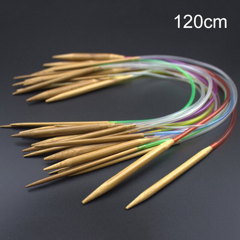 18 Pcs Multi-color 40 Cm Buis Verkoolde Circulaire Bamboe Breinaalden Ambachten Garen Tool Sets TI99: Size 120cm