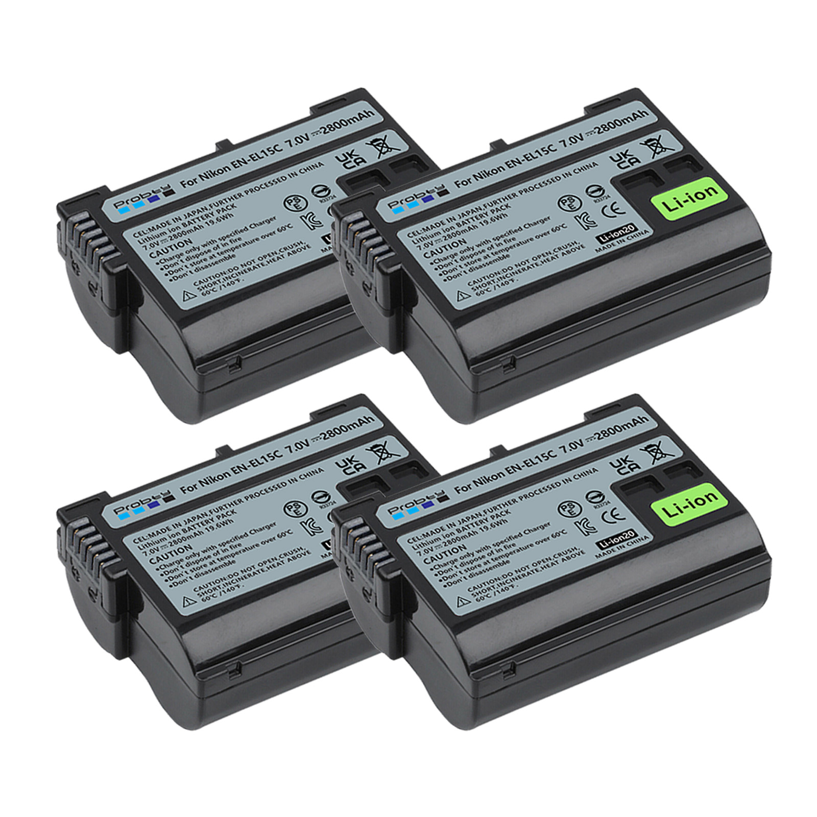 2800mAh EN-EL15A EN-EL15C EL15 EN EL15 Battery + LED Charger for Nikon D500, D610, D750, D800, D810, D850, D7000, D7100, D7500: green