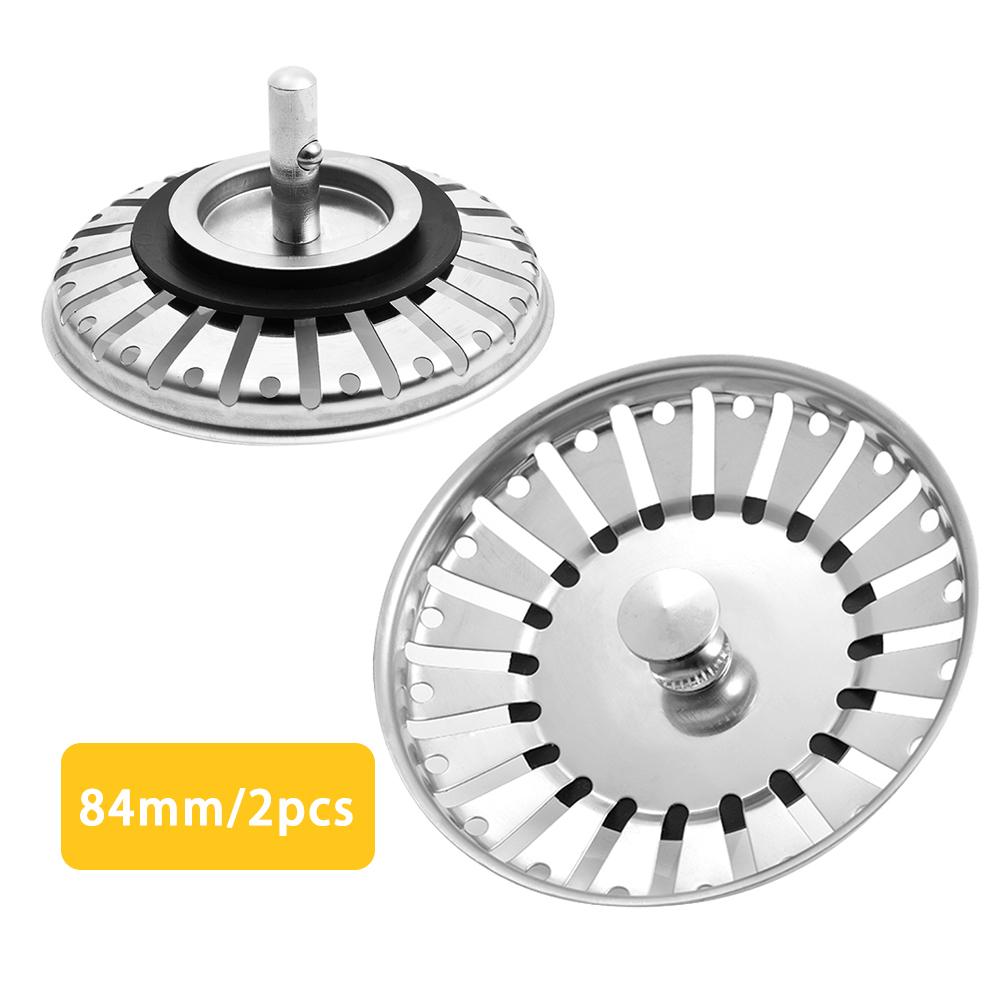 Sink Strainer Plug Kitchen Sink Waste Strainer Plug Stainless Steel Strainer Plug For Kitchen/Bathroom For UK Sinks: 2pcs 84mm