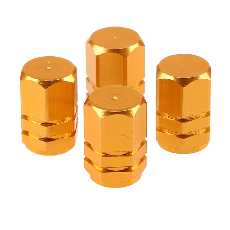 4 sztuka/zestaw wentyl opony samochodowej nakrętki na wentyle opon powietrza pokrywa zaworu aluminium uniwersalny hermetyczne 7-kolory „ w kształcie sześciokąta”: złoty