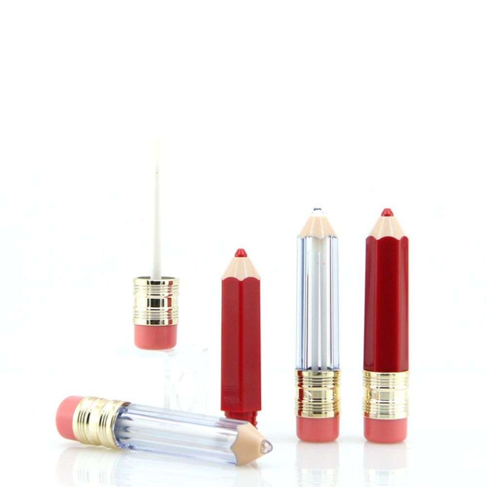 Portable 5ml Lipgloss Tube Mini Transparent Refillable Bottles Pencil Shape Plastic Sample Vials Handmade