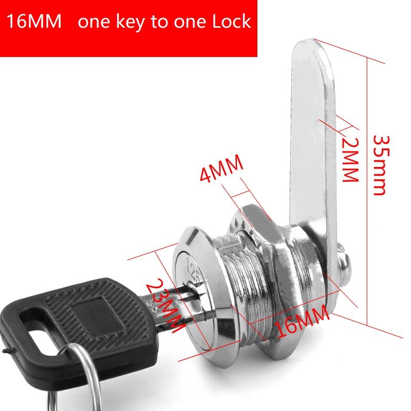 File/Goods/ Drawer Cabinet Locks With 2 Keys Lock Furniture Hardware Door Cabinet Lock For Office Desk Letter Box Cam Locks: 16mm Single Open