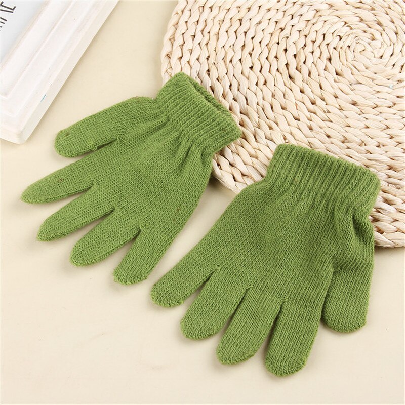 1 Paar Kinderen Winter Gebreide Handschoen Meisje Jongen Stretchy Gebreide Warm Volledige Vinger Handschoenen Kinderen Snoep Kleur Leuke Handschoenen