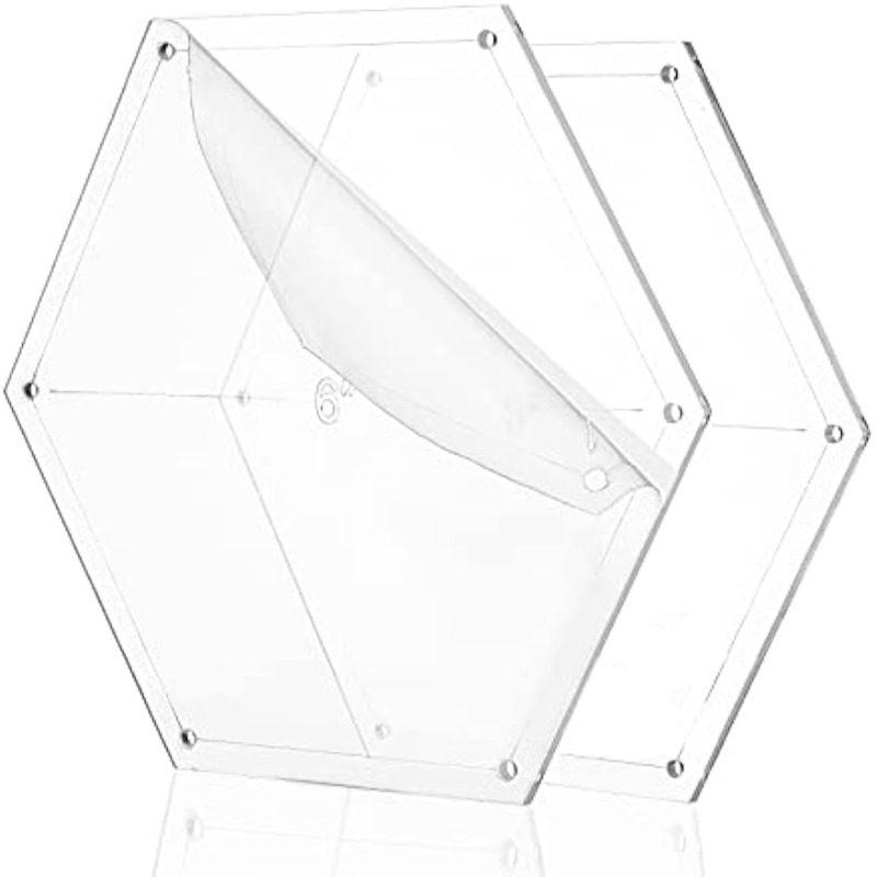 Plantilla de acolchado hexagonal de 6 piezas, placa de presión transparente (agujero: 3 mm) con 6 tamaños mixtos