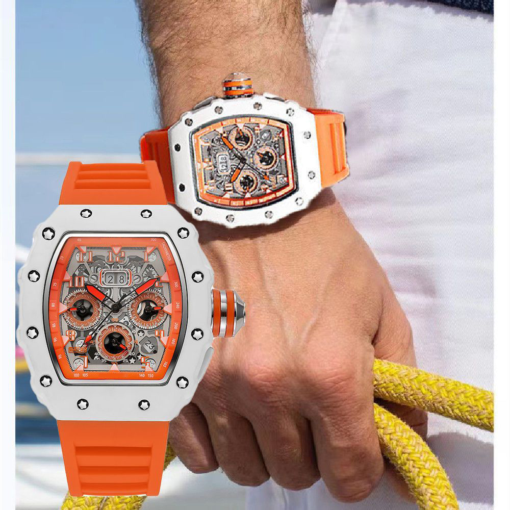 Reloj de pulsera de cuarzo de lujo para hombre, hueco, tendencia, ninguna máquina, reloj automático de cuarzo hueco luminoso resistente al agua para hombre