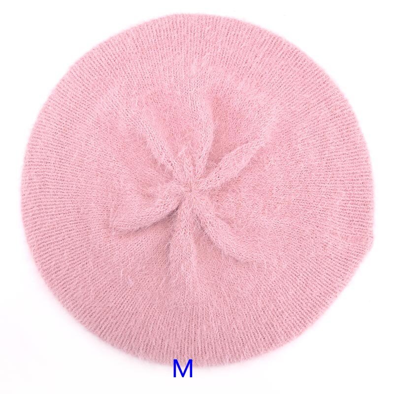 Gzhilovingl talvi pehmeä mohair neulottu baretti pipot naisten hatut roikkuvat slouchy skullies pipo naisille femme: Vaaleanpunainen