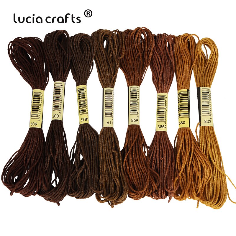 Lucia Crafts 8 Pcs/Lot Multicolor Thread Cross Stitch Cotton Sewing Skeins Embroidery Thread Kit DIY Sewing W0311: C8