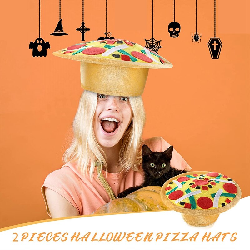 Zabawny kapelusz robić pizzy, zabawny kostium na Halloween, przyjęcie z pizzą dostarcza ozdoby, szalony głupi kapelusz