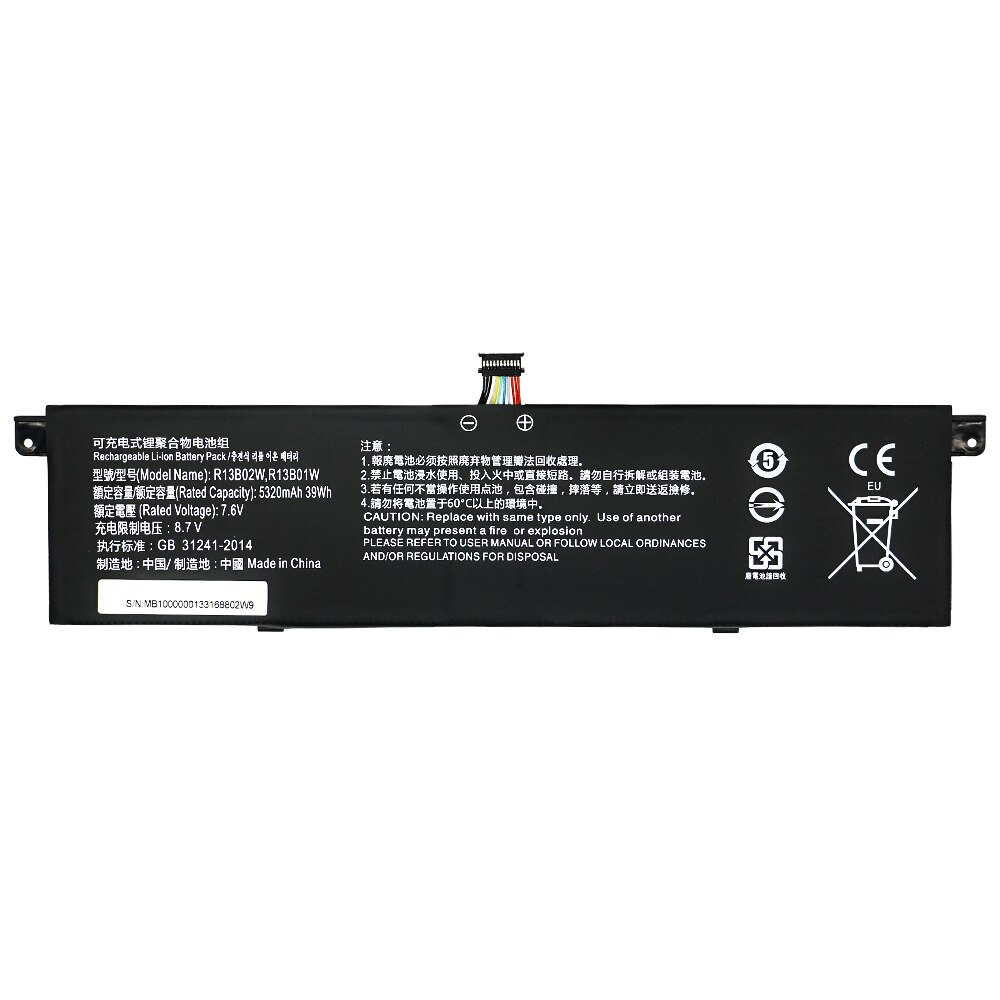 Batería de ordenador portátil R13B01W para Xiaomi Mi Air, Serie de 13,3 pulgadas, Tablet PC, 7,6 V, 39WH, R13B02W, SHUOZB