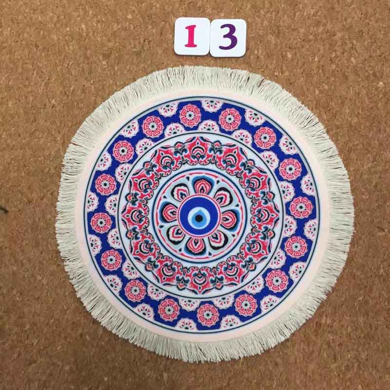 Mouse Pad Small Cute Persian Carpet Laptop Keyboard Disk Mouse Pad White Tassel Rubber Table Mat Doll Carpet Gaming Desk: Round 13