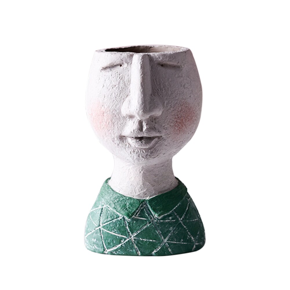 Creatieve Bloempot Hars Artistieke Portret Sculptuur Plant Pot Gedroogde Bloemenvaas Tuin Decoratie Voor Kids Pen Houder: style 3
