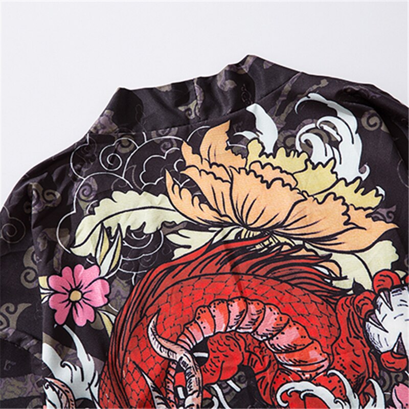 Estilo japonés Kimono tradicional dragón chino Japón Cosplay ropa de los hombres las mujeres pantalla solar Casual Yukata chaquetas Kimono