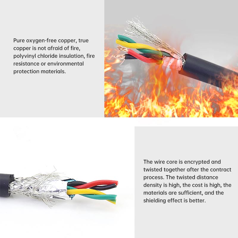 1 Meter Soft Pure Copper 4 Pin Twisted Pair Shielded Cable 4*0.3/0.5/1 Square Drag Chain Wire Cord RS232/485 Serial Port Line