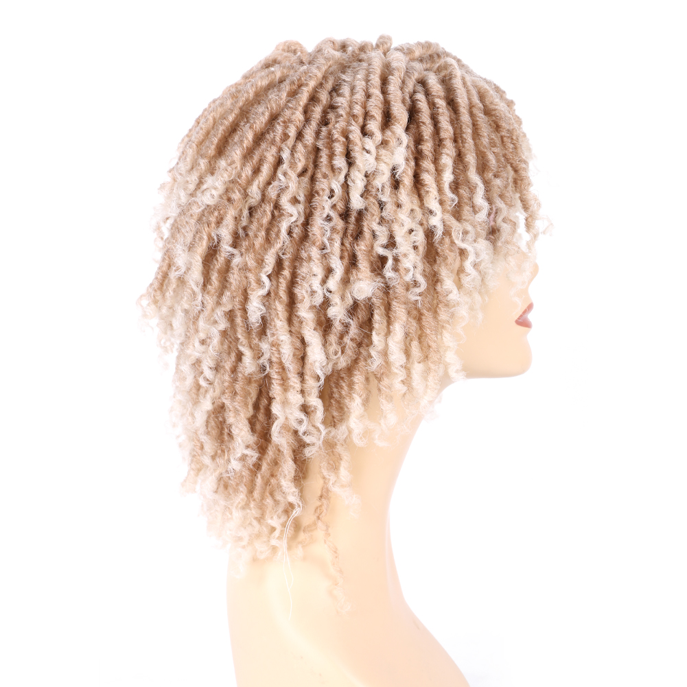 Peluca corta de rastas para mujeres negras, pelucas Afro rizadas, sintéticas, resistentes al calor, transpirables, trenzas de pelo sintético