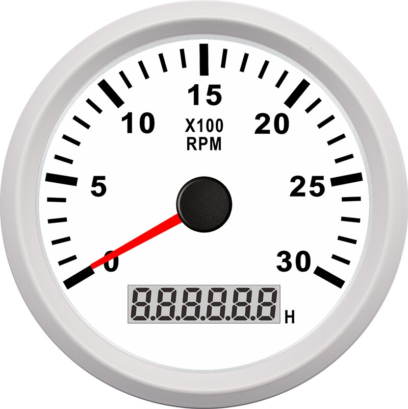 85Mm 0-3000 Rpm Wit Elektrische Marine Boot Toerenteller Gauge Voor Diesel Motor Motor Tacometro Rpm Meter Met lcd Urenteller: White 3K RPM