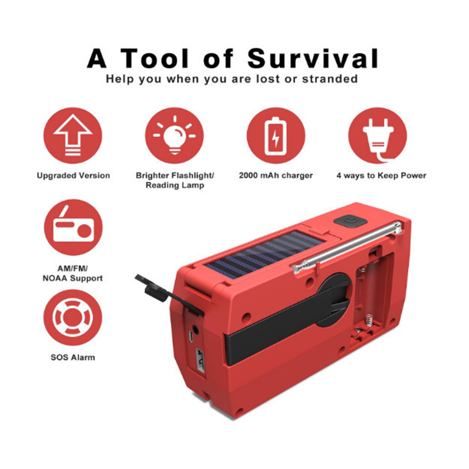 Solar Hand Crank Radio Emergency Radio Global Receiver Multifunction Bluetooth Speaker Flashlight Portable AM/FM Weather Radio