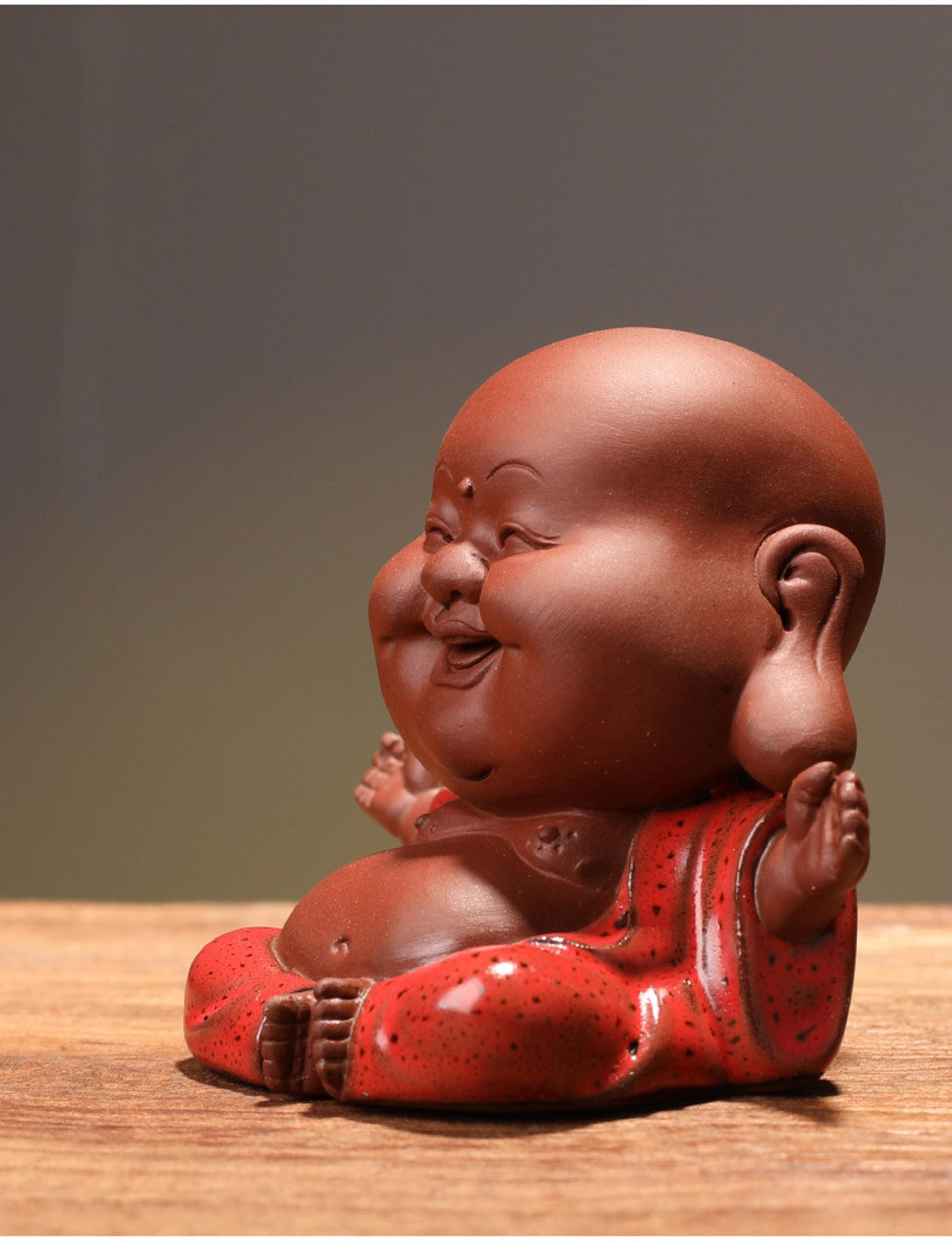 Vintage / tea play set / Nepal Tibetan Tibet Chinese Hand Carved Solid Box laughing Buddha Figure Goddess Yixing Zisha pottery t