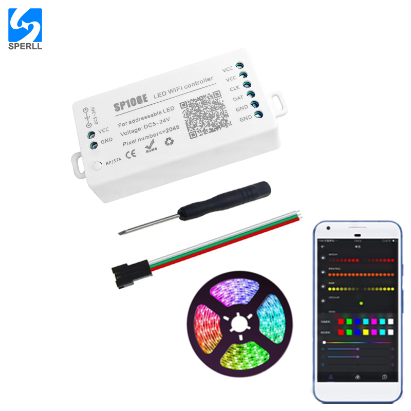 SP108E-bande lumineuse couleur de rêve | À distance, Programmable, RGB Wifi APP, pour WS2812B WS2811 WS2815, d'usine