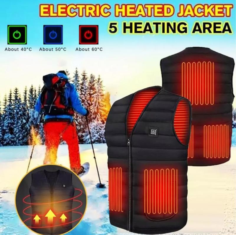 Men Outdoor USB Infrared Heating Vest Jacket Men Winter Electric Heated Vest Waistcoat For Sports Hiking Oversized 5XL