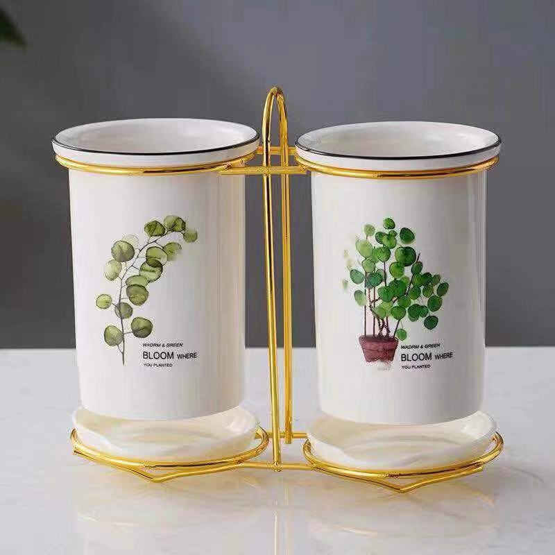 Kitchen Chopstick Basket Ceramic Chopstick Holder Drain Kitchen Household Knife and Fork Storage Box Bucket Flat Chopstick Cage