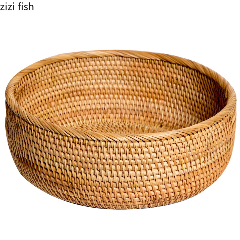 Rattan Fruit Plates Storage Basket Nut Dried Fruit Tray Bamboo Weaving Baskets Household Snack Candy Storage Containers