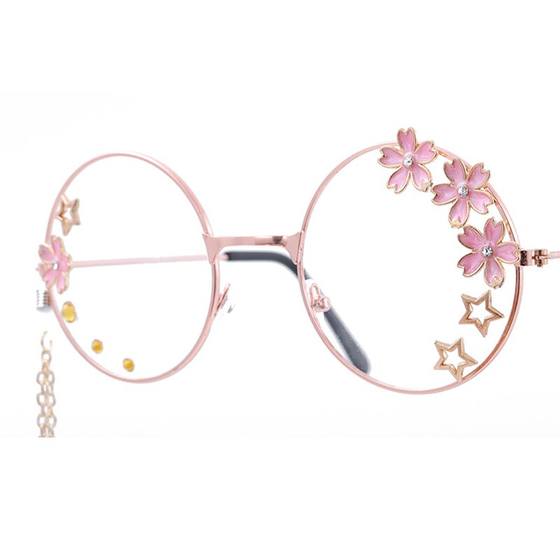 Elbru sød sakura vedhæng optiske briller stel kvinder piger runde retro briller cosplay indretning briller glas oculos de gafas