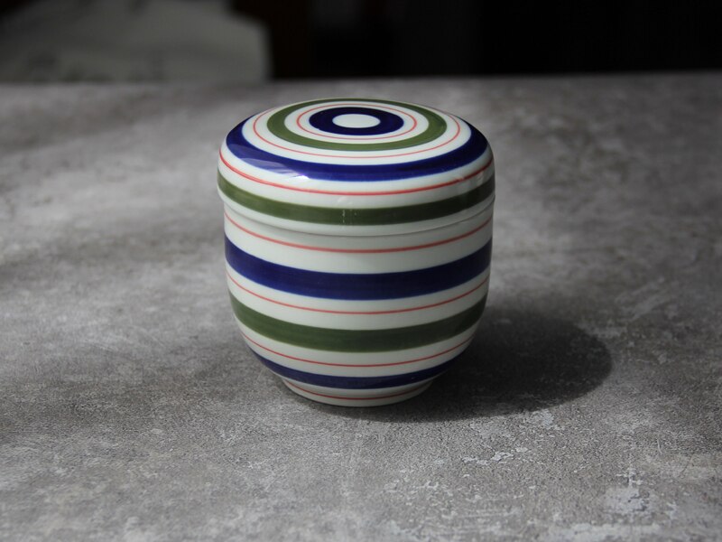 Japanese-style ceramic tableware Japanese-style steamed egg cup hand-painted blue colorful steaming bowl water-in-water