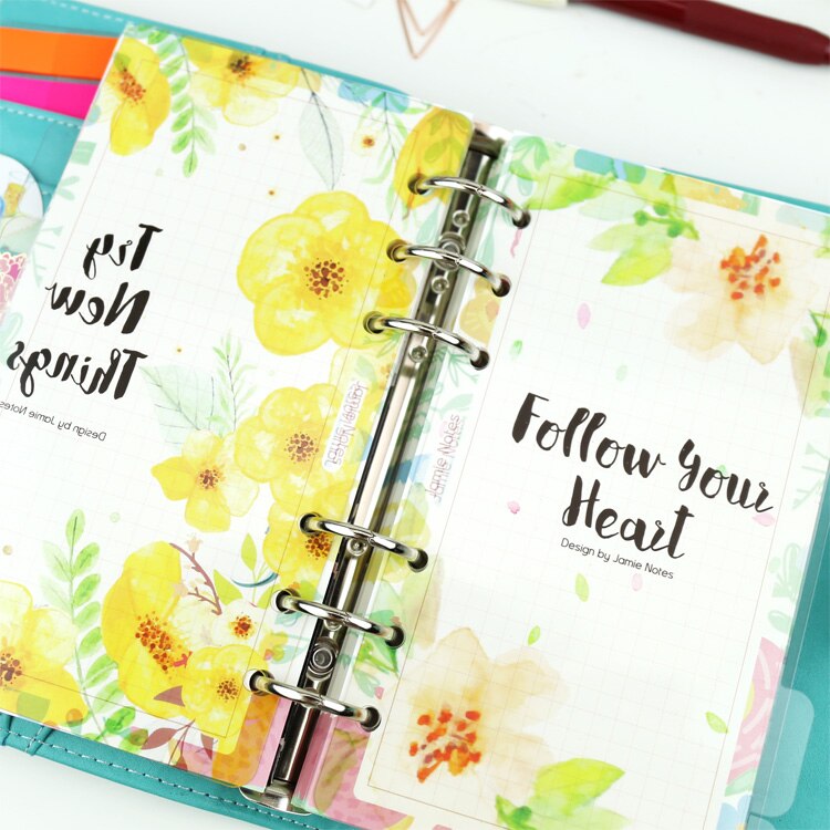 Transparent Fleur Recharges 6 pièces Intercalaires A5 A6 pour 6 Liant Trou Portable Organisateur Belle Charge Pages Pour Planificateur