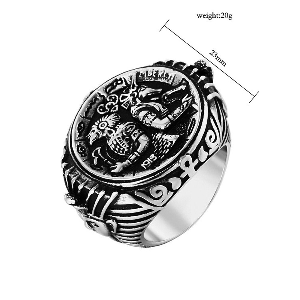 Vintage Anubis Egyptian Ring Jewelry Mens Stainless Steel Egyptian Pharaoh Stamp Ring Gothic Biker Amulet