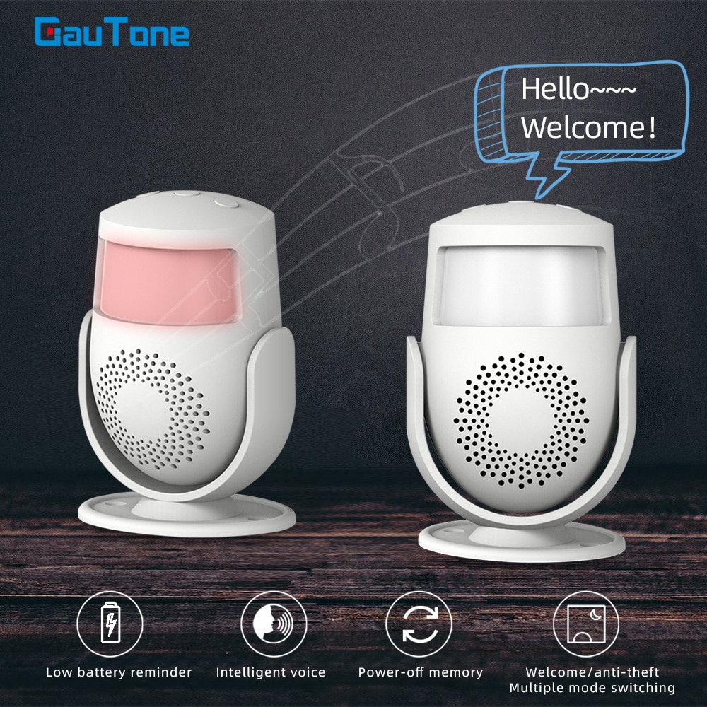 GauTone PM101 Wireless Intelligent Greeting Guest Welcome Doorbell Alarm PIR Motion Sensor Warning Door Bell Burglar for Shop