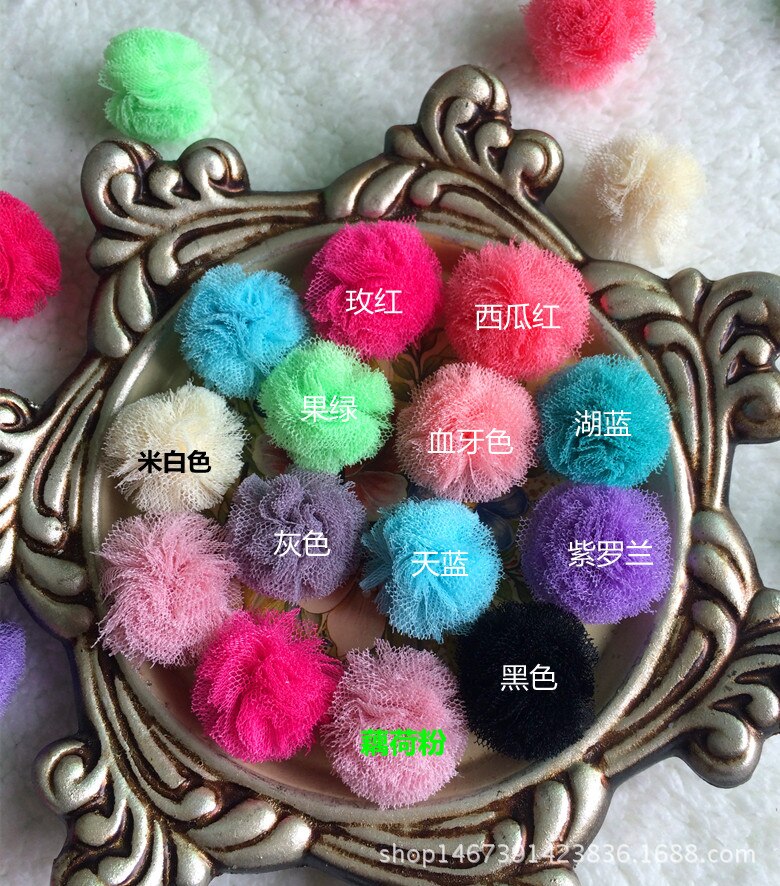 150 st 30mm-38mm 1.3 " mini tyll pompoms tyll färgglada handgjorda pom pom- festdekor-hantverkstillbehör
