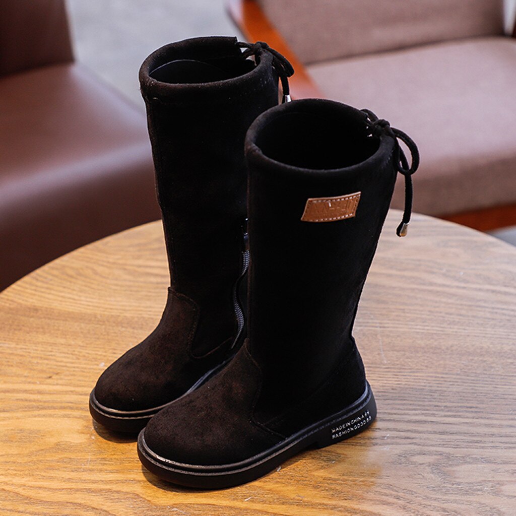 Kleinkind Baby Mädchen Solide Herde Stiefel Kleinkind Mädchen Mit Gürtel Lange draussen Schuhe Winter stiefel für mädchen freundlicher lässig stiefel