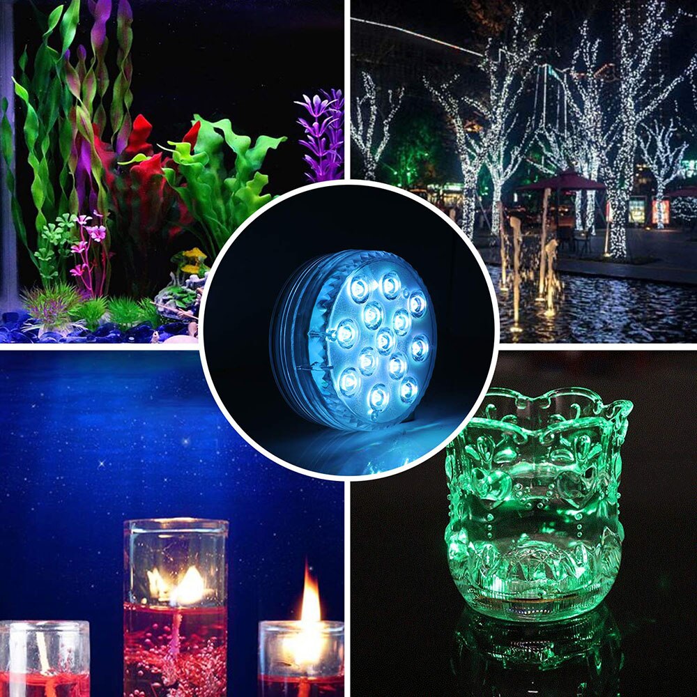 13 led rgb dränkbara lampor fjärrkontroll trådlös flerfärgad undervattensbadkar pool nattlampa blommig vas lampa